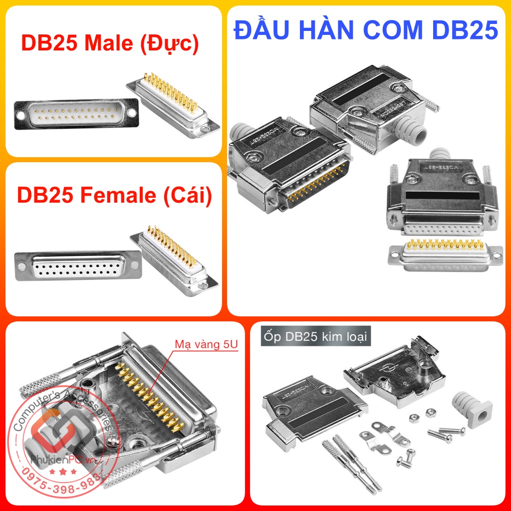 COM LPT DB25 หัวบัดกรีตัวผู้, เคสโลหะและพลาสติก DB25 ชุบทอง 5U สายเชื่อม COM DB25 สําหรับเครื่อง CNC