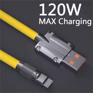 120W 6A Super Fast Charge Type-C Liquid ซิลิโคนสาย USB สาย Micro USB สำหรับ Xiaomi Huawei Samsung pixel USB สายข้อมูล Bo