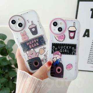 Cartoon Casing OPPO Reno 8T 8 7 6 5 4 F 5F 4F 8Z 7Z Reno8 Reno7 Z Reno8Z Reno7Z Reno6 Reno5 Reno5F Reno4 Reno4F 4G 5G A91 A57 A39 2016 A77 A16K A16E Cute Wave Edge Rabbit Bear Milk tea Lucky Girl Fine Hole Airbag Shockproof Clear Soft Phone Case STB 13