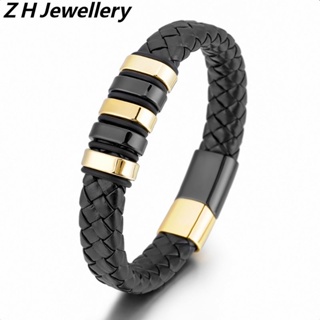 [Z H Jewelry] ฮิปฮอป ร็อค ย้อนยุค ไวกิ้ง ผู้ชาย แฟชั่น สร้อยข้อมือหนัง เครื่องประดับปาร์ตี้ อุปกรณ์เสริม