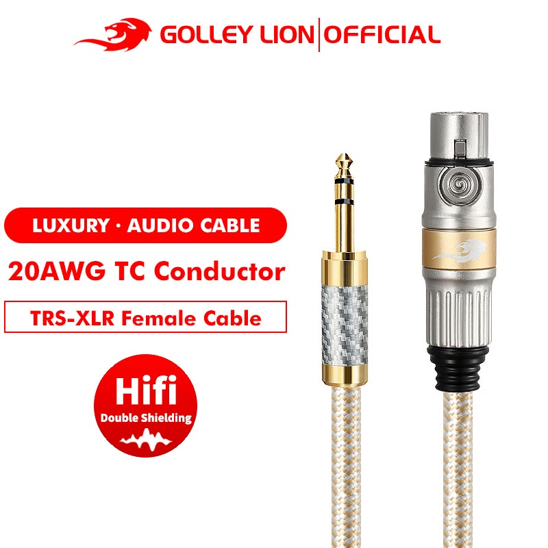 Golley Lion สายเคเบิ้ล 3 Pin Xlr Female To Jack 6.5 มม. Trs ไมค์สําหรับลําโพงกีตาร์
