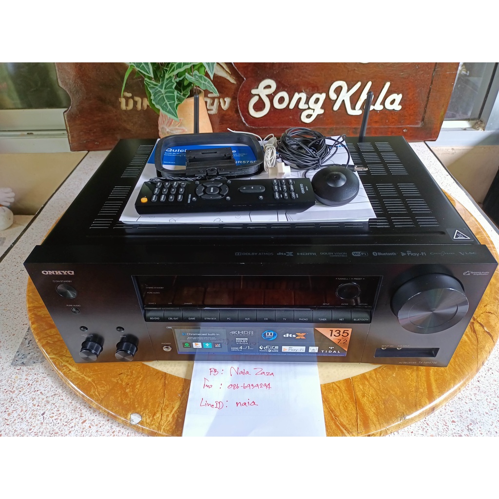 ONKYO TX-NR575E มือสองระบบ 7.2 หรือ 5.2.2 ต่อ active sub ได้ 2 ตัว รองรับ DOLBY ATMOS, DTS X