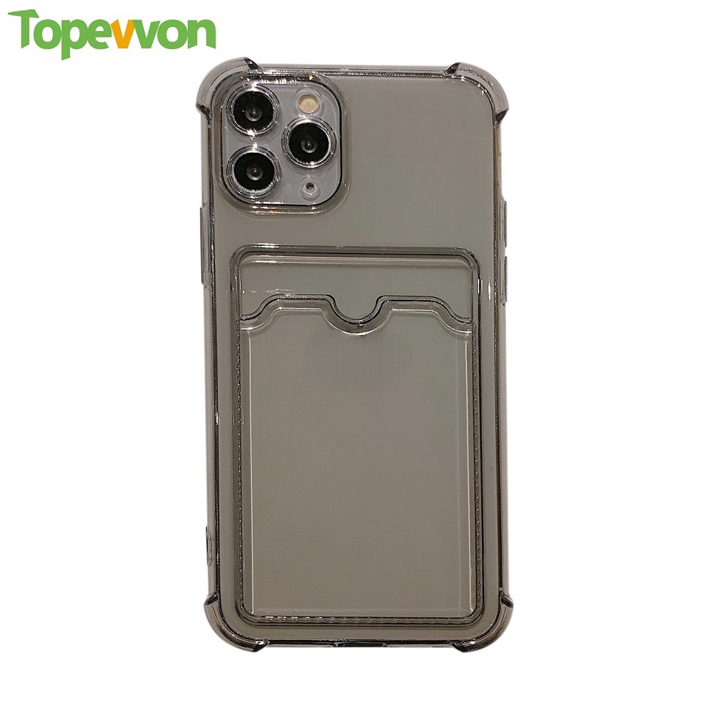 Topewon เคสโทรศัพท์มือถือ TPU นิ่ม แบบใส พร้อมช่องใส่บัตร สีแคนดี้ สําหรับ iPhone 14 Pro Max 13