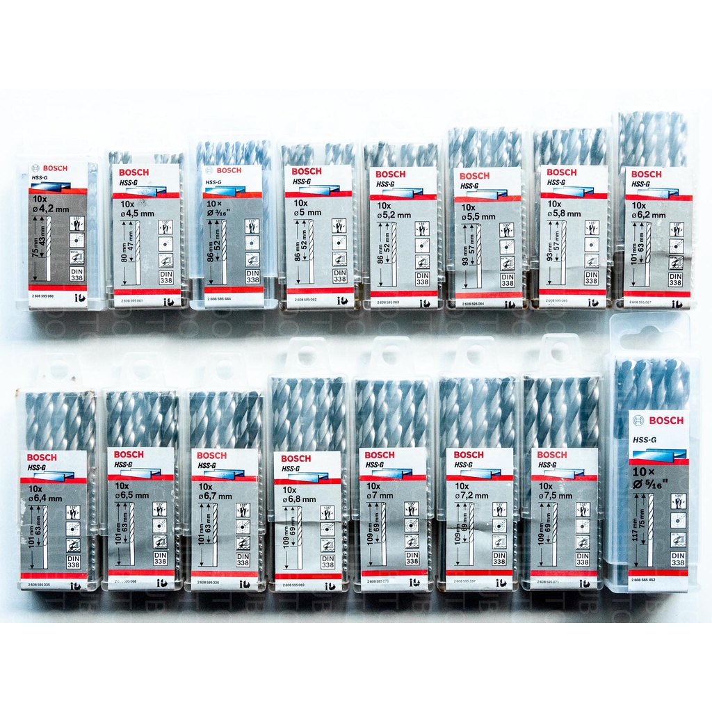 ดอกสว่านเจาะเหล็ก BOSCH HSS -G 3/8"(5ดอก/ชุด) ของแท้ 100%