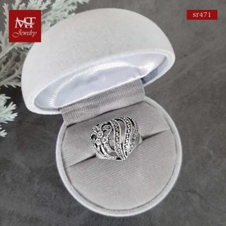 MT แหวนเงินแท้ รูปหัวใจ งานรมดำ ไซส์: 52, 54, 57, 60 Solid 925 Sterling Silver Ring (sr471) MT Jewelry มณีธารา