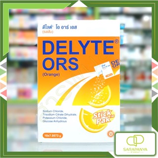 Delyte ORS เกลือแร่สำหรับท้องเสีย ท้องร่วง อาเจียน อ่อนเพลีย รสส้ม กล่อง10ซอง