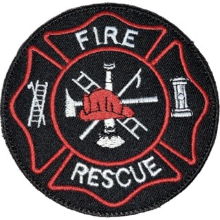 อาร์มปัก Fire Rescue วงกลม พร้อมติดตีนตุ๊กแก ขนาด9x9cm