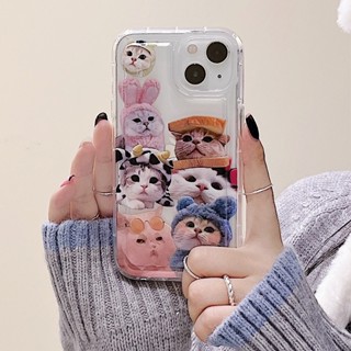 เคสนิ่ม แบบใส ป้องกันกล้อง ลายแมวน่ารัก สําหรับ iPhone 14 13 12 11 Pro Max