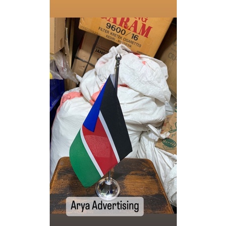 SOUTH SUDAN ธงประเทศ + เสาโต๊ะสแตนเลส