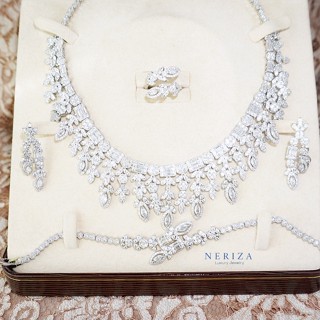 Neriza Jewelry/เครื่องประดับเจ้าสาวเพชรสังเคราะห์ จัดส่งฟรีพร้อมกล่อง NSW061