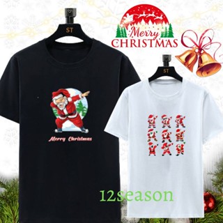 คริสต์มาส เสื้อยืดแขนสั้น พิมพ์ลายคริสต์มาส Merry Cristmass สีขาว สีดํา สีเขียว สําหรับผู้ชาย และผู้หญิง