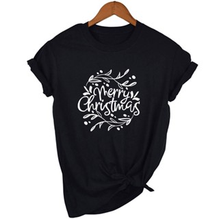 T-Merry Christmas Women Graphic T Shirts Women Short Sleeve Harajuku Casual Xmas Aesthetic Streetwear Festival Christma