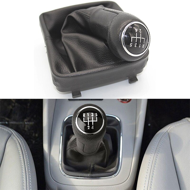 !ในสต็อก! 5 ความเร็วเกียร์ธรรมดาเกียร์รถ Shift Knob Boot Fit สําหรับ VW Polo 9N 9N2 2002-2009 Auto ช