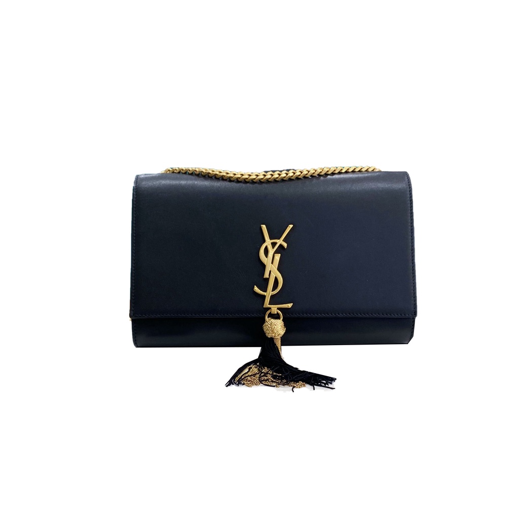 ❍✘Saint Laurent YSL Tassel Bag Ladies Black Shoulder Messenger Bag แท้
