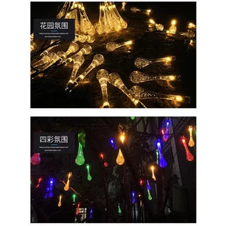 ไฟคริสต์มาสต์ ไฟคริสต์มาส ไฟตกแต่งโซล่าเซลล์ 50LED/10M ไฟคริสต์มาส ไฟทรงหยดน้ำตกแต่งกลางแจ้ง