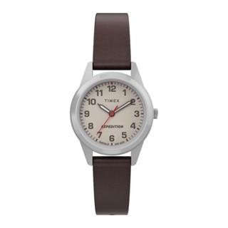 Timex TW4B25600 Expedition Field นาฬิกาข้อมือผู้หญิง สายหนัง สีน้ำตาล หน้าปัด 26 มม.