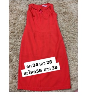 Clearance Sales🔥🔥 🍒💥แดงสดใส🍒🔥🔥RED dress งานป้ายจีนSize M สไตล์ zara ผ้าสวยตัวเดียวจบ ด้านบนปักฉลุทรงน่ารักสภาพใหมมาก