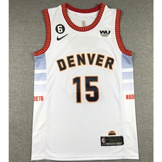 เสื้อกีฬาบาสเก็ตบอล ปักลาย Denver Nuggets 15 Nikola Jokic สีขาว สําหรับผู้ชาย 2023