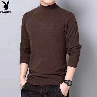 Playboy Fall Half High Collar Bottoming Shirt Warm Lining Double-sided German Fleece Long-sleeved T-shirt