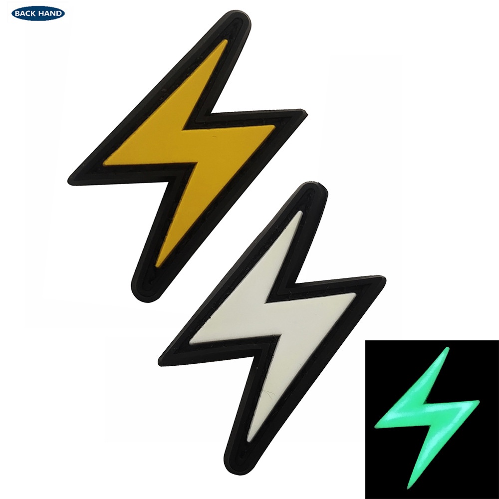 Haike กลางแจ้ง Cross-Border Supply 3D PVC กาวนุ่มอีพ็อกซี่ Velcro Lightning Luminous Badge Velcro สําหรับเสื้อผ้า