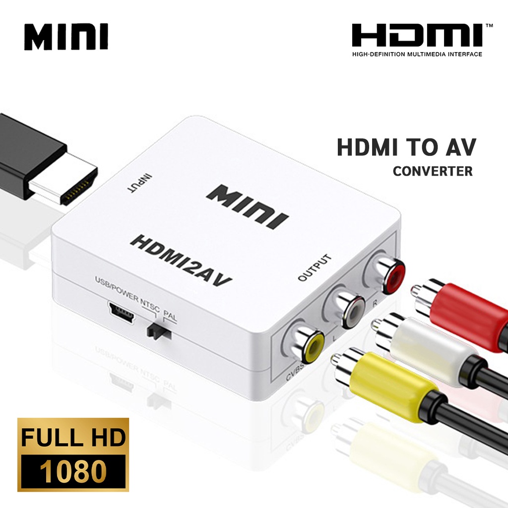 ตัวแปลง สายเชื่อมต่อ พอร์ทเชื่อมต่อ สายเชื่อมต่อแสดงผล. มาพร้อมสายจ่ายไฟ USB แปลงสัญญาณภาพและเสียงทีวีจาก 1080P เป็น AV