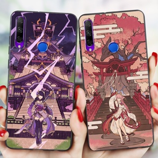 เคสโทรศัพท์มือถือ ซิลิโคนนิ่ม TPU กันกระแทก ลาย Genshin Impact สีดํา สําหรับ Honor X7 8X Max 9 9A 10 20 30 50 60 70 80 Pro SE Lite 10i 20i 20E