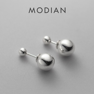 Modian ต่างหูเงินแท้ 925 ประดับลูกปัด ทรงกลม สไตล์มินิมอล คลาสสิก ของขวัญวันครบรอบ สําหรับผู้หญิง