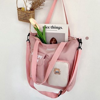 Girls Letter Graphic Buckle Decor Shoulder Tote Bag กระเป๋าสะพายไหล่ J05