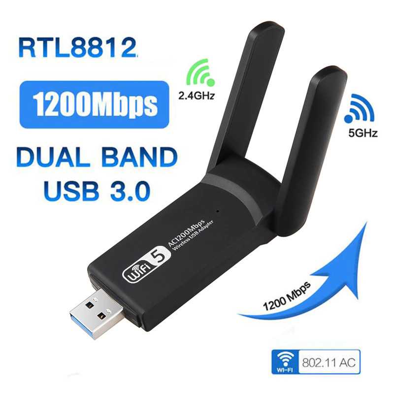 ICANING อะแดปเตอร์ดองเกิลส่งสัญญาณ USB WiFi 802.11ac 1200Mbps - AC1200