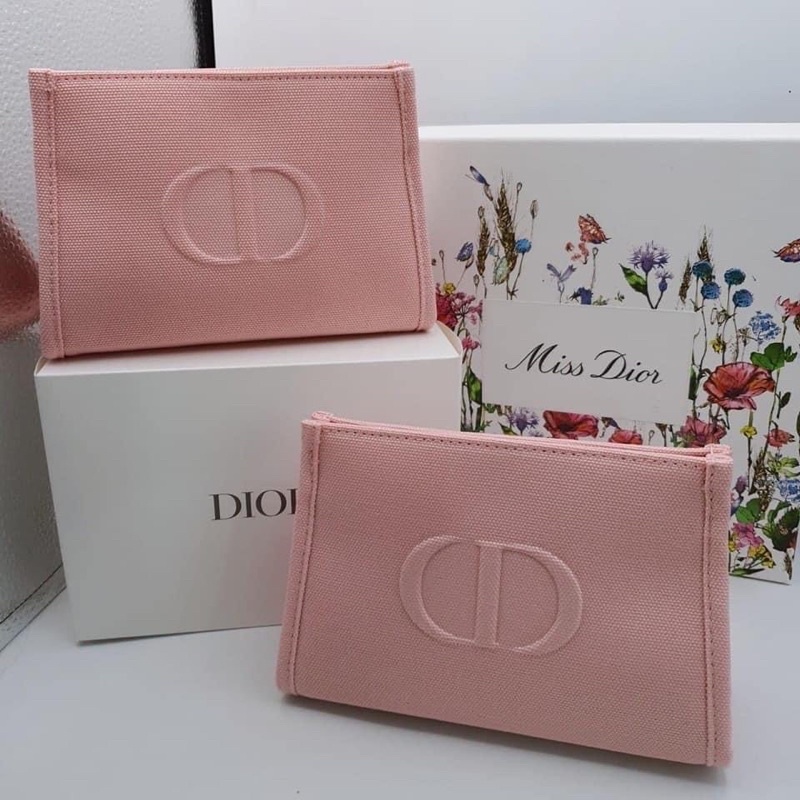 กระเป๋าเครื่องสำอาวค์Christian Dior Makeup Bag  สีชมพู ของแท้ (พร้อมกล่อง)
