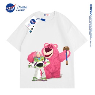 เสื้อยืดแขนสั้นลําลอง คอกลม ผ้าฝ้าย ทรงหลวม พิมพ์ลายหมี NASA สวมใส่สบาย ใหม่_49