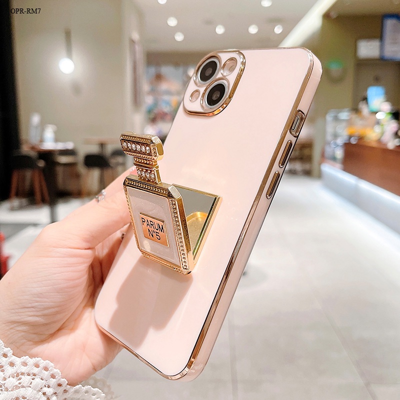 Realme 7 7i 6 6i 5 5S 5i 2 Pro 5G เคสเรียวมี สำหรับ Case Mirror Perfume Folding Bracket เคสนิ่ม เคสโทรศัพท์ Casing Case Luxury Phone Case Electroplating Casing Soft TPU Cover
