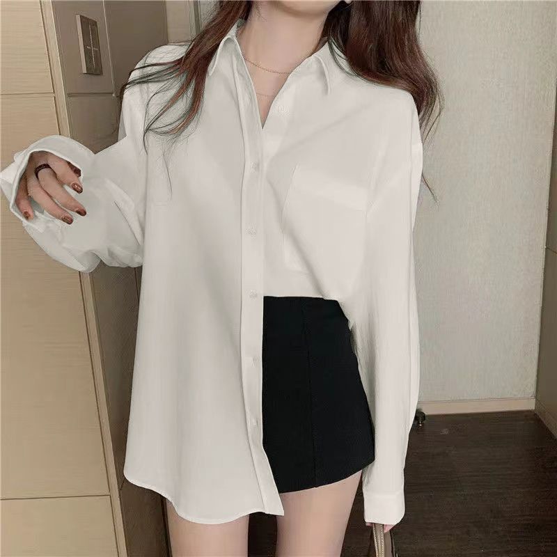 พร้อมส่ง  เสื้อเชิ้ตแขนยาว  S-5XL   โอเวอร์ไซต์ มีไซต์คลุมกันแดด ใส่ทำงาน