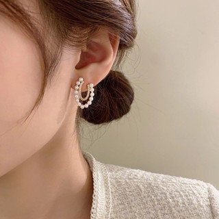 ss495 Sweetssparkles ต่างหูเกาหลี ต่างหู ตุ้มหู ก้านเงินแท้ ชุบทอง 14k ประดับคริสตัลและไข่มุก