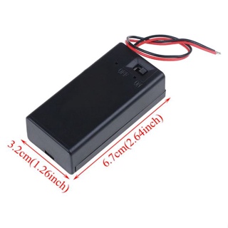 รางถ่าน 9V มีสวิตช์และฝาปิด 9V Battery Storage Case Plastic Box Holder With Leads ON/OFF switch cover