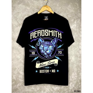 Aerosmithเสื้อยืดสีดำสกรีนลายFC303