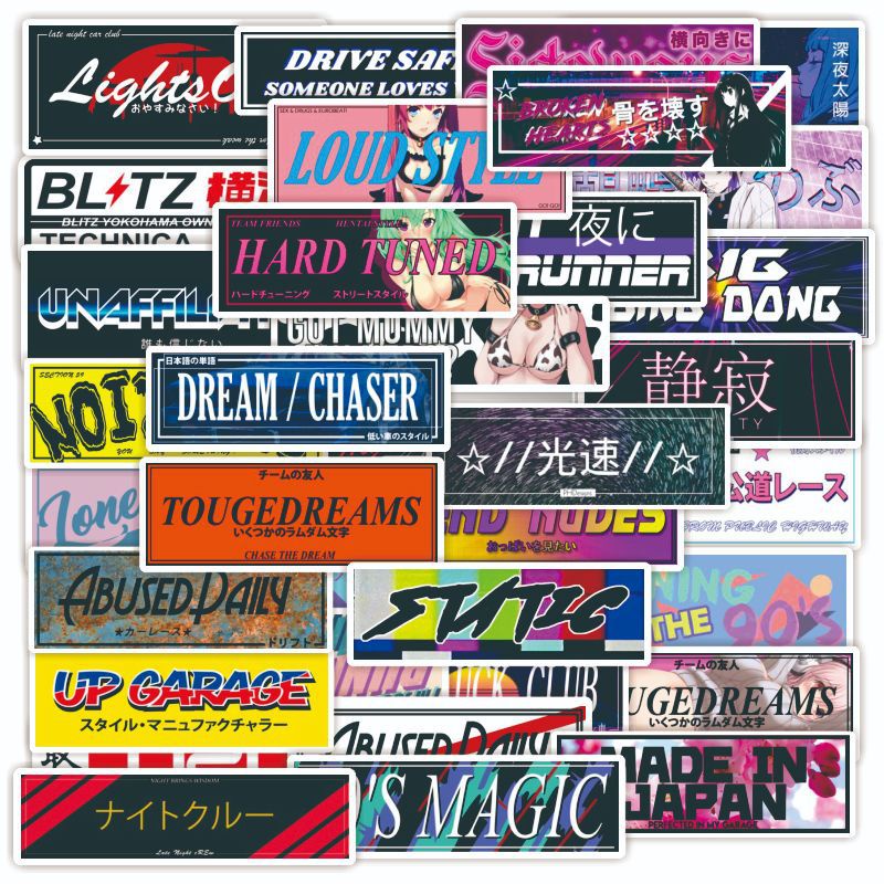 💥พร้อมส่ง💥ป้ายร้าน ญี่ปุ่น คำขวัญ โฆษณา การ์ตูน JDM DIY 60แผ่น anime LOGO sticker ดัดแปลง JAPAN