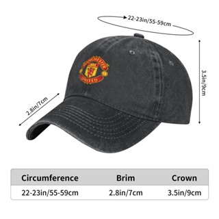 พร้อมส่ง หมวกเบสบอล ผ้าฝ้าย 100% ผ้ายีน ลายโลโก้ Manchester United F.C. ปรับขนาดได้ เข้ากับทุกชุด สําหรับผู้ชาย และผู้หญิง