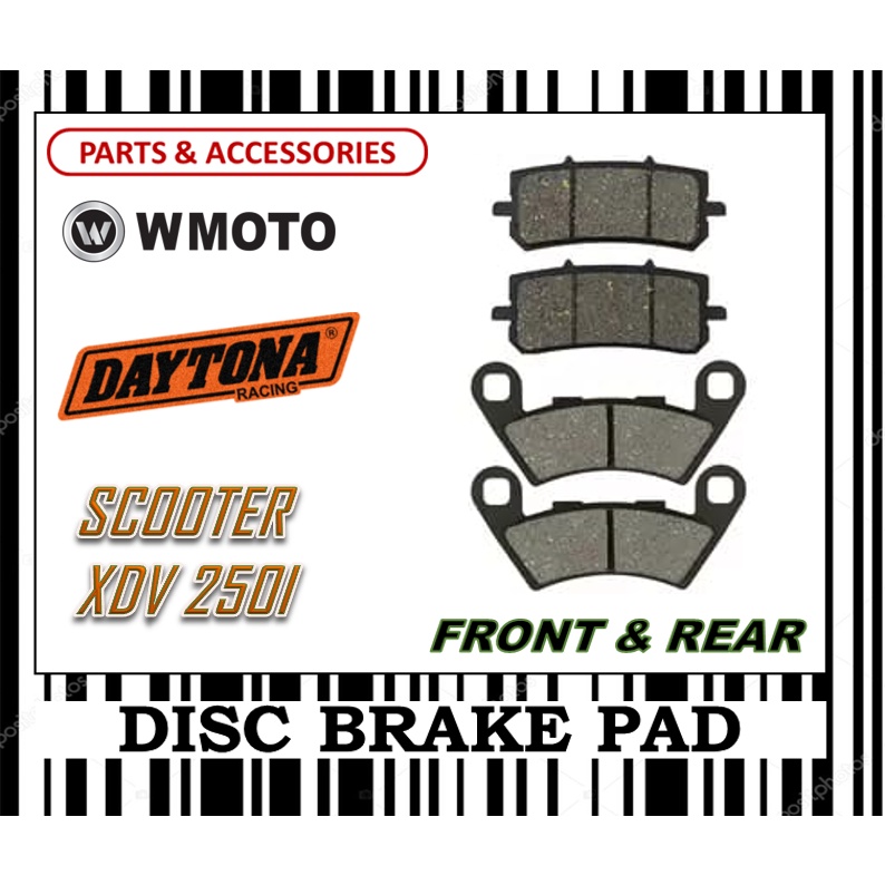 WMOTO XDV 250I ผ้าเบรคสกู๊ตเตอร์ชุด FR0NT & REAR DAYTONA TYPE