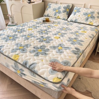 ใหม่กำมะหยี่นมหนาquilted Quick WARM Quiltedผ้าฝ้ายผ้าปูที่นอนปลอกหมอนนักเรียนในครัวเรือนแผ่นติดตั้งชุดสามชิ้น