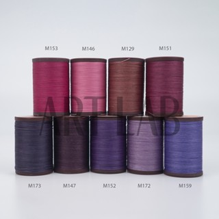 แบ่งขาย 10 เมตร ด้ายเทียน ด้ายเย็บหนัง โพลีเอสเตอร์ Waxed Polyester ทรงกลม ขนาด 0.35มิล โทนสีม่วง สีเปลือกมังคุด