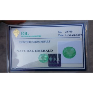 พลอย มรกต Natural Emerald 祖母绿 โคลัมเบีย 4.509 กะรัต (Cts.克拉)พร้อมใบCertified