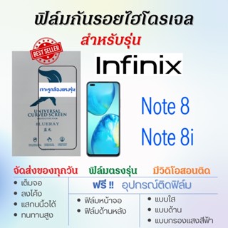 ฟิล์มกันรอยไฮโดรเจล Infinx Note8,Note 8i เต็มจอ ฟรี!อุปกรณ์ติดฟิล์ม ฟิล์มInfinix