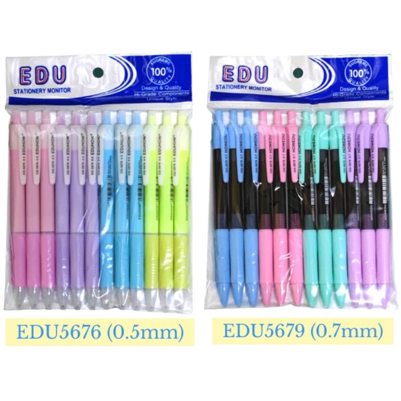 (6ด้าม, 12ด้าม)ปากกาลูกลื่นEDU5676(0.5mm) EDU5679(0.7mm) EDU567(0.5mm) หมึกสีน้ำเงิน