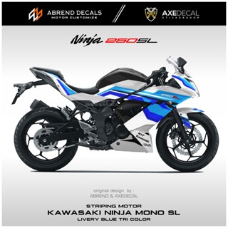 สติกเกอร์ NINJA MONO 250 SL BLUE TRI COLOR RACING AJI FIRMANTO KAWASAKI NINJA MONO ออกแบบเอง สําหรับติดตกแต่งรถจักรยานยนต์