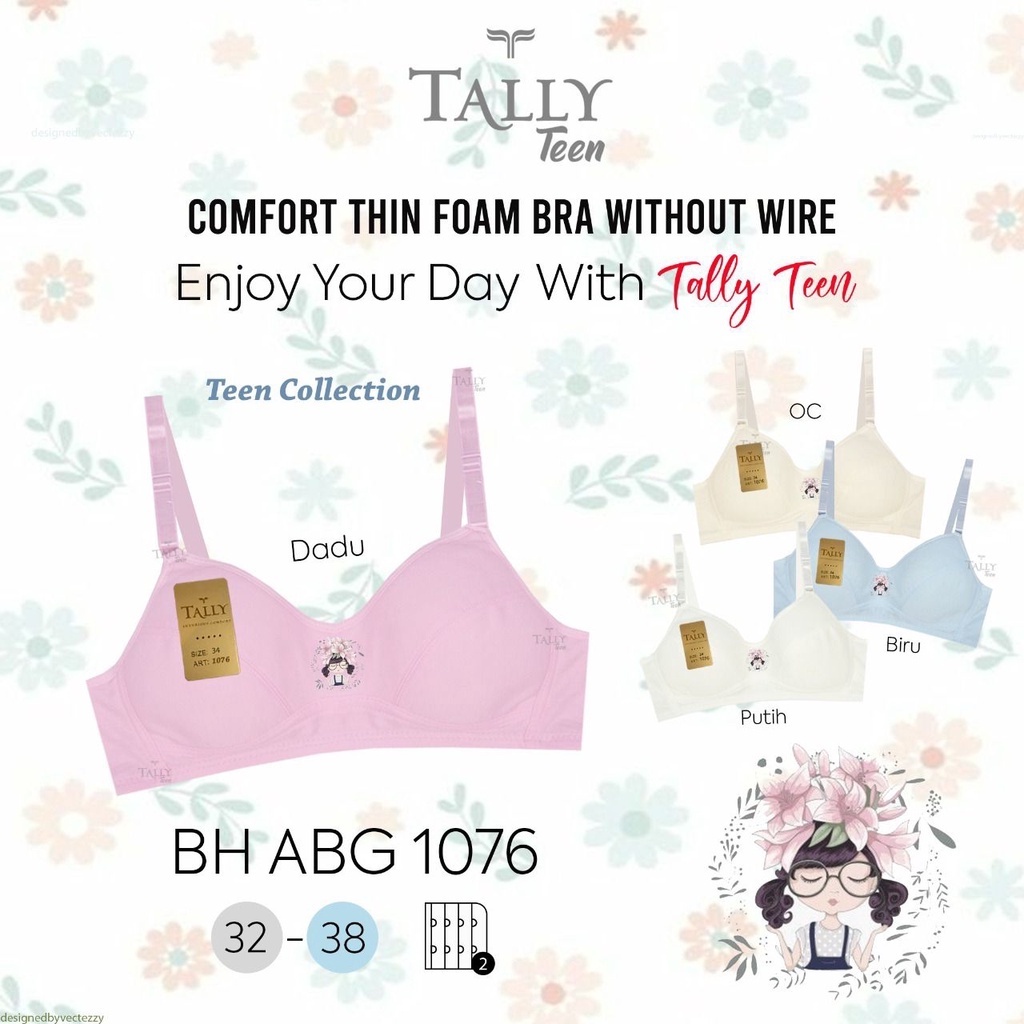 TALLY BRA BH TEENAGER AGG 1076 I WIRELESS I NO FOAM I SIZE 32-38 - TALLLY MINISET BRA - CHILDRENS BR