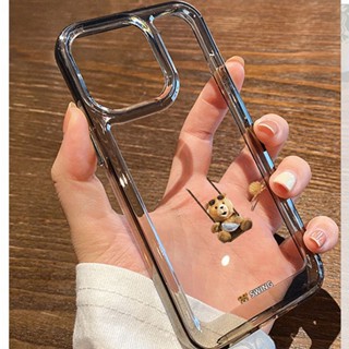 เคสโทรศัพท์ซิลิโคน TPU ใส แบบนิ่ม ลายการ์ตูนหมี กันกระแทก สําหรับ IPhone 11 14 13 12 Pro XS Max X XR 7 8 6 6S Plus