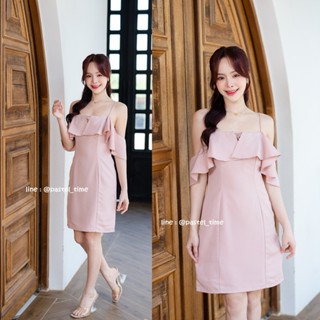 Nefeli Off-Shoulder Dress – สีชมพู [Made by Pastel Time]