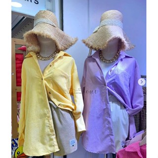 เสื้อเชิ้ตแขนยาว ผ้าฟูกหนา (สีเหลือง/ม่วง/ชมพูอ่อน)