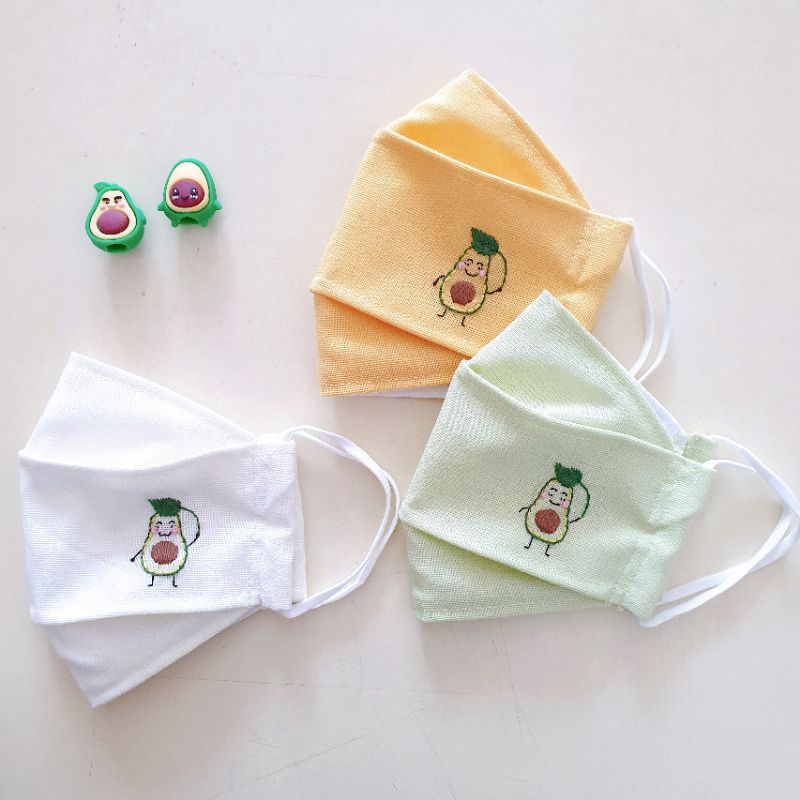 [April Shop] หน้ากาก 3D ปักลายอะโวคาโดน่ารัก (สายรัดมีปุ่มปรับระดับได้)